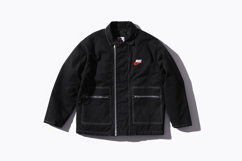 Supreme Nike Fall/Winter 2018 Collection Info NSW NikeLab Supreme Vest Jackets Sweat Suits earrings denim jackets touques beanies outerwear winter fall new york toyko logo overalls chore coat flannel polo logo