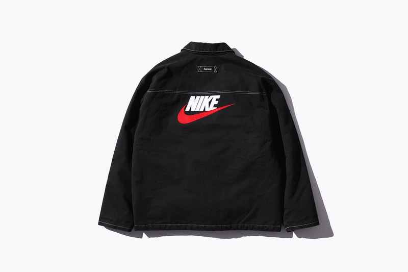 Supreme Nike Fall/Winter 2018 Collection Info NSW NikeLab Supreme Vest Jackets Sweat Suits earrings denim jackets touques beanies outerwear winter fall new york toyko logo overalls chore coat flannel polo logo