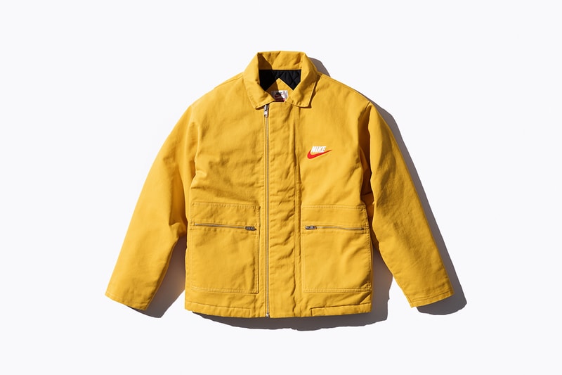 Supreme Nike Fall/Winter 2018 Collection Info NSW NikeLab Supreme Vest Jackets Sweat Suits earrings denim jackets touques beanies outerwear winter fall new york toyko logo overalls chore coat flannel polo logo