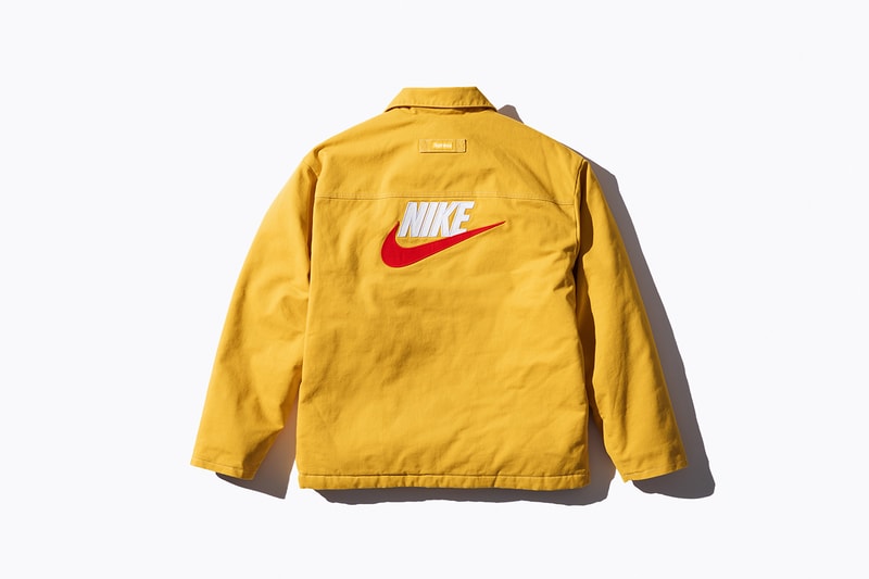 Supreme Nike Fall/Winter 2018 Collection Info NSW NikeLab Supreme Vest Jackets Sweat Suits earrings denim jackets touques beanies outerwear winter fall new york toyko logo overalls chore coat flannel polo logo