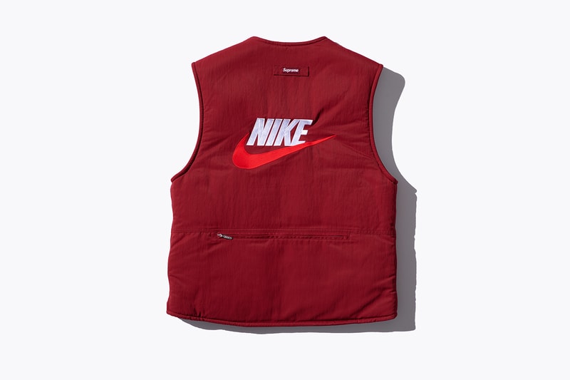 Supreme Nike Fall/Winter 2018 Collection Info NSW NikeLab Supreme Vest Jackets Sweat Suits earrings denim jackets touques beanies outerwear winter fall new york toyko logo overalls chore coat flannel polo logo