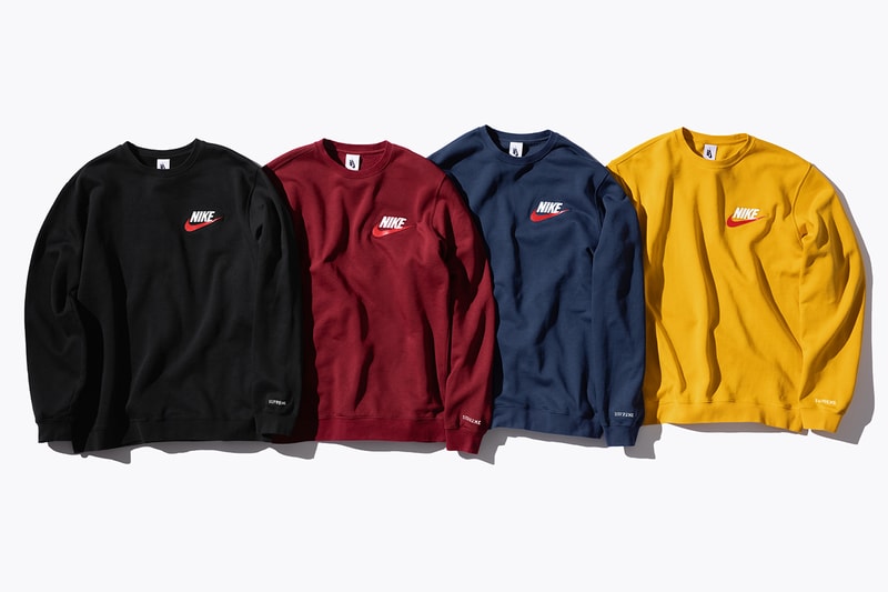 Supreme Nike Fall/Winter 2018 Collection Info NSW NikeLab Supreme Vest Jackets Sweat Suits earrings denim jackets touques beanies outerwear winter fall new york toyko logo overalls chore coat flannel polo logo