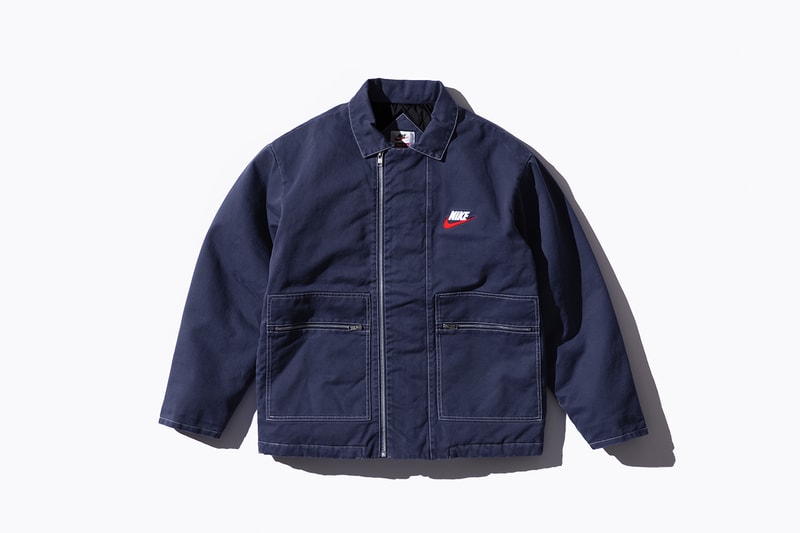 Supreme Nike Fall/Winter 2018 Collection Info NSW NikeLab Supreme Vest Jackets Sweat Suits earrings denim jackets touques beanies outerwear winter fall new york toyko logo overalls chore coat flannel polo logo