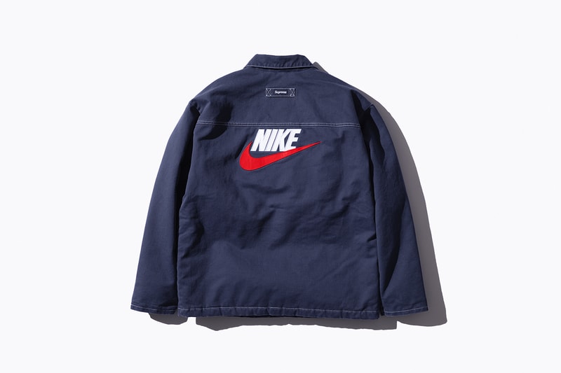 Supreme Nike Fall/Winter 2018 Collection Info NSW NikeLab Supreme Vest Jackets Sweat Suits earrings denim jackets touques beanies outerwear winter fall new york toyko logo overalls chore coat flannel polo logo