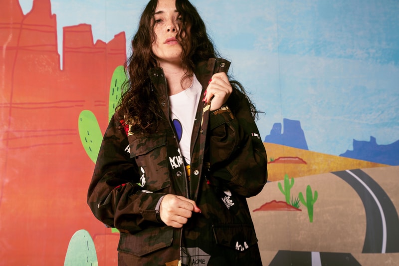 the hundreds looney tunes acme Wile E. Coyote Road Runner collaboration collection warner bros sweater military camouflage army m51 jacket print bomber