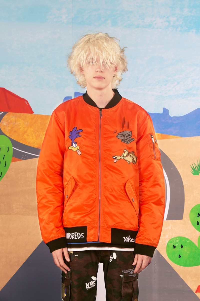 the hundreds looney tunes acme Wile E. Coyote Road Runner collaboration collection warner bros sweater military camouflage army m51 jacket print bomber