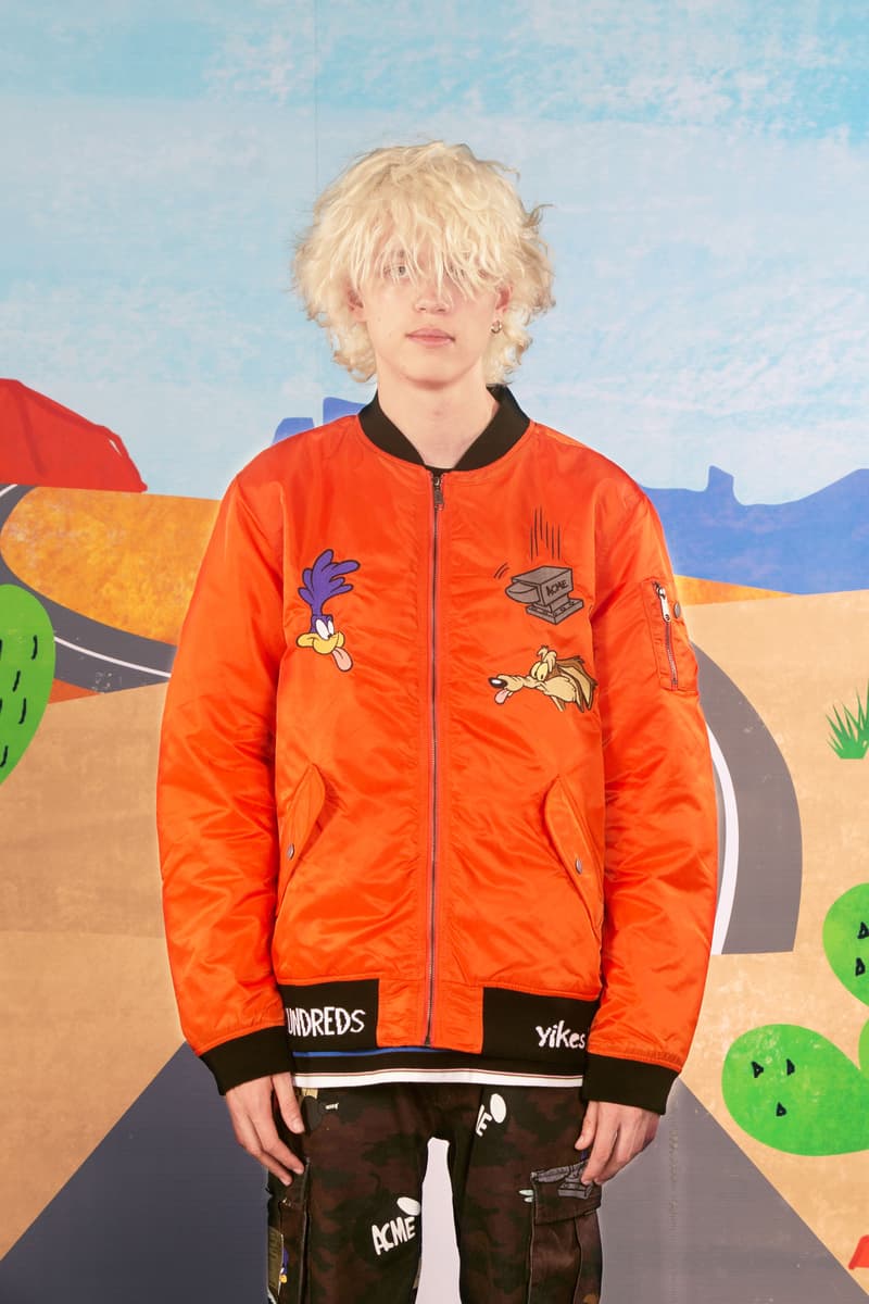 the hundreds looney tunes acme Wile E. Coyote Road Runner collaboration collection warner bros sweater military camouflage army m51 jacket print bomber