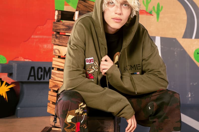the hundreds looney tunes acme Wile E. Coyote Road Runner collaboration collection warner bros sweater military camouflage army m51 jacket print bomber