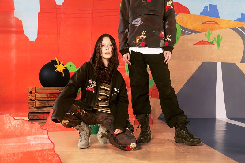 the hundreds looney tunes acme Wile E. Coyote Road Runner collaboration collection warner bros sweater military camouflage army m51 jacket print bomber