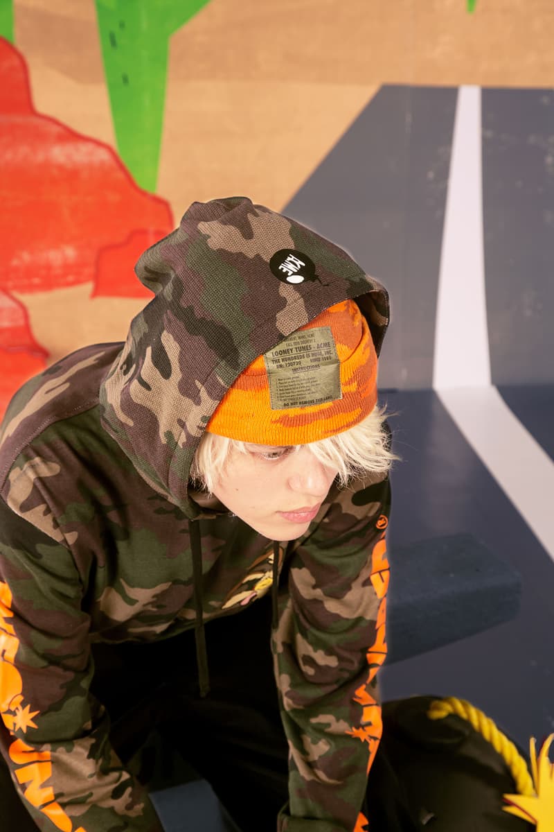 the hundreds looney tunes acme Wile E. Coyote Road Runner collaboration collection warner bros sweater military camouflage army m51 jacket print bomber