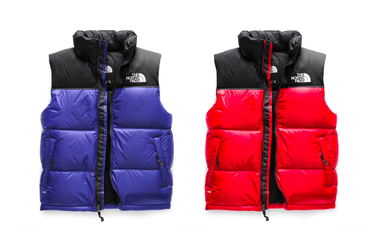 north face gilet red