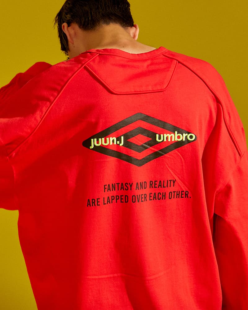 UMBRO JUUN.J Fall Winter 2018 Capsule Unveil Collection Windbreaker hoodie T shirt Bumpy sneaker neon volt yellow Parka windbreaker