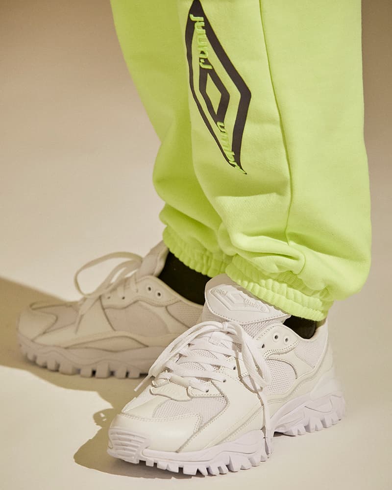 UMBRO JUUN.J Fall Winter 2018 Capsule Unveil Collection Windbreaker hoodie T shirt Bumpy sneaker neon volt yellow Parka windbreaker