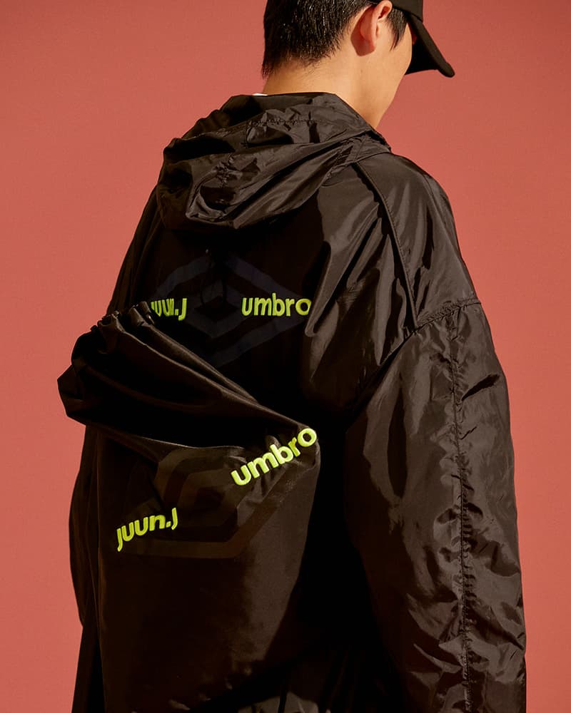 UMBRO JUUN.J Fall Winter 2018 Capsule Unveil Collection Windbreaker hoodie T shirt Bumpy sneaker neon volt yellow Parka windbreaker