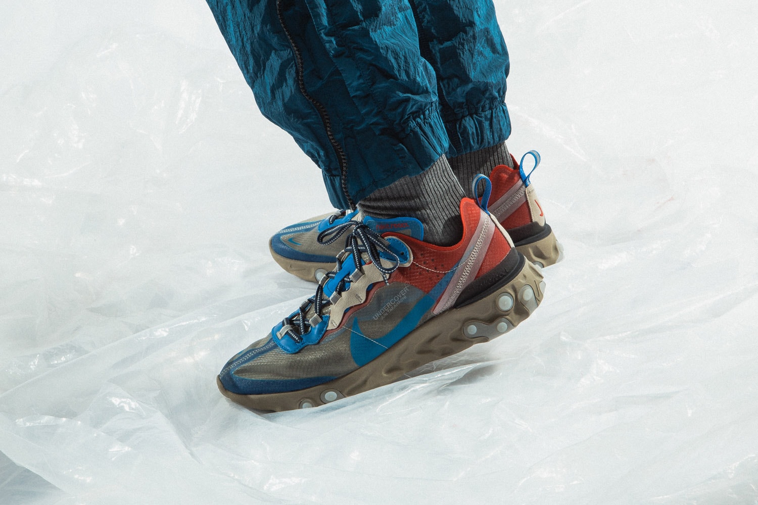 UNDERCOVER Nike React Element 87 On Foot Look Red Green White Blue Maroon Red Brown Clear Orange Neon Jun Takahashi