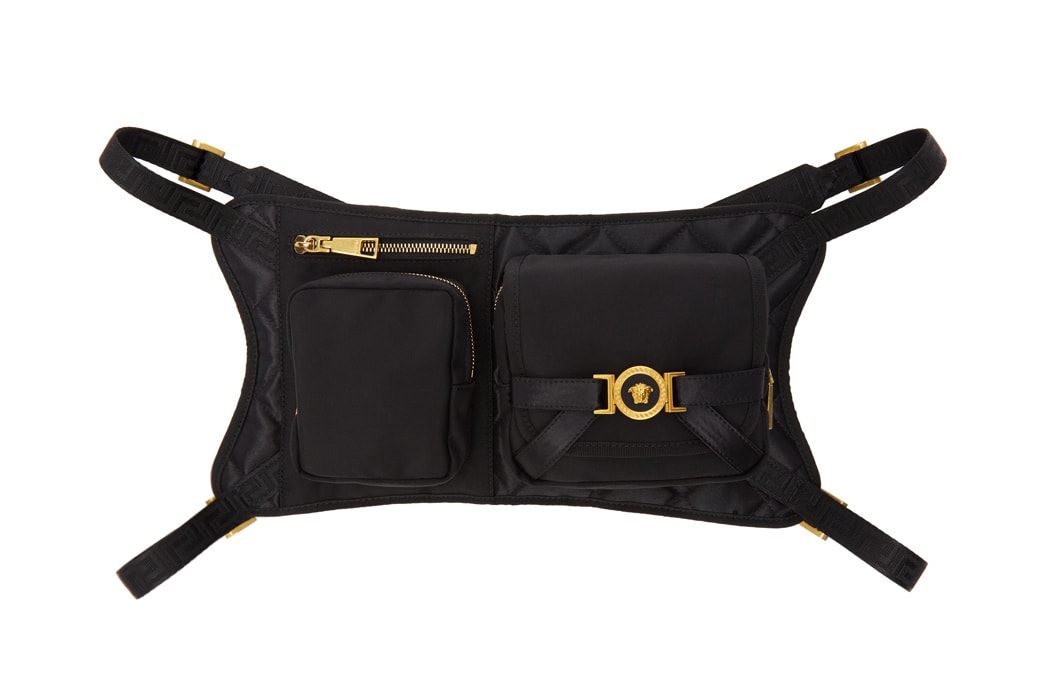Versace Chest Rig Crossbody Bag multi pocket price purchase buy online black gold accessories