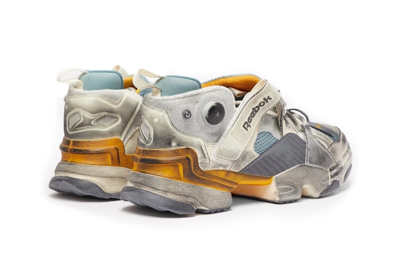 Vetements Reebok Genetically Modified Trainer matchesfashion.com release info white yellow blue collaborations demna gvasalia