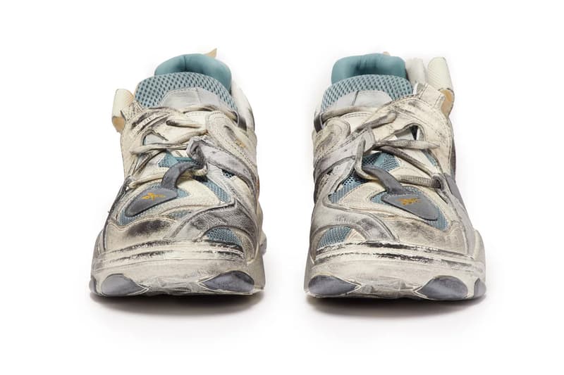 Vetements Reebok Genetically Modified Trainer matchesfashion.com release info white yellow blue collaborations demna gvasalia