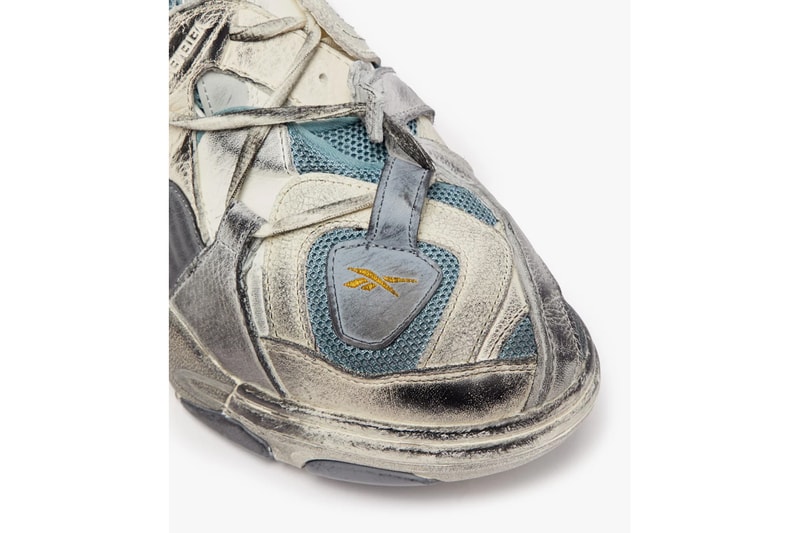 Vetements Reebok Genetically Modified Trainer matchesfashion.com release info white yellow blue collaborations demna gvasalia