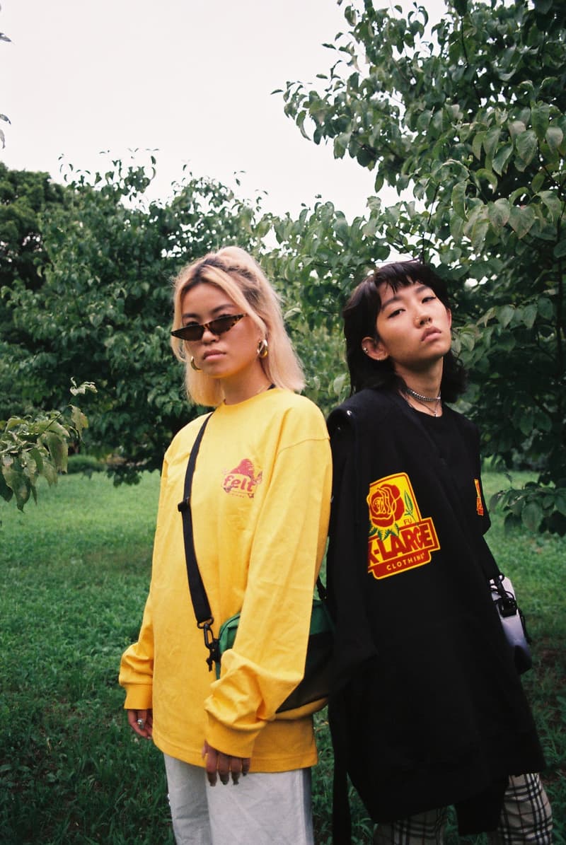 xlarge felt 2018 t shirt collaboration collection fall summer long sleeve tees white black yellow green hoodies dip dyed shoulder bag