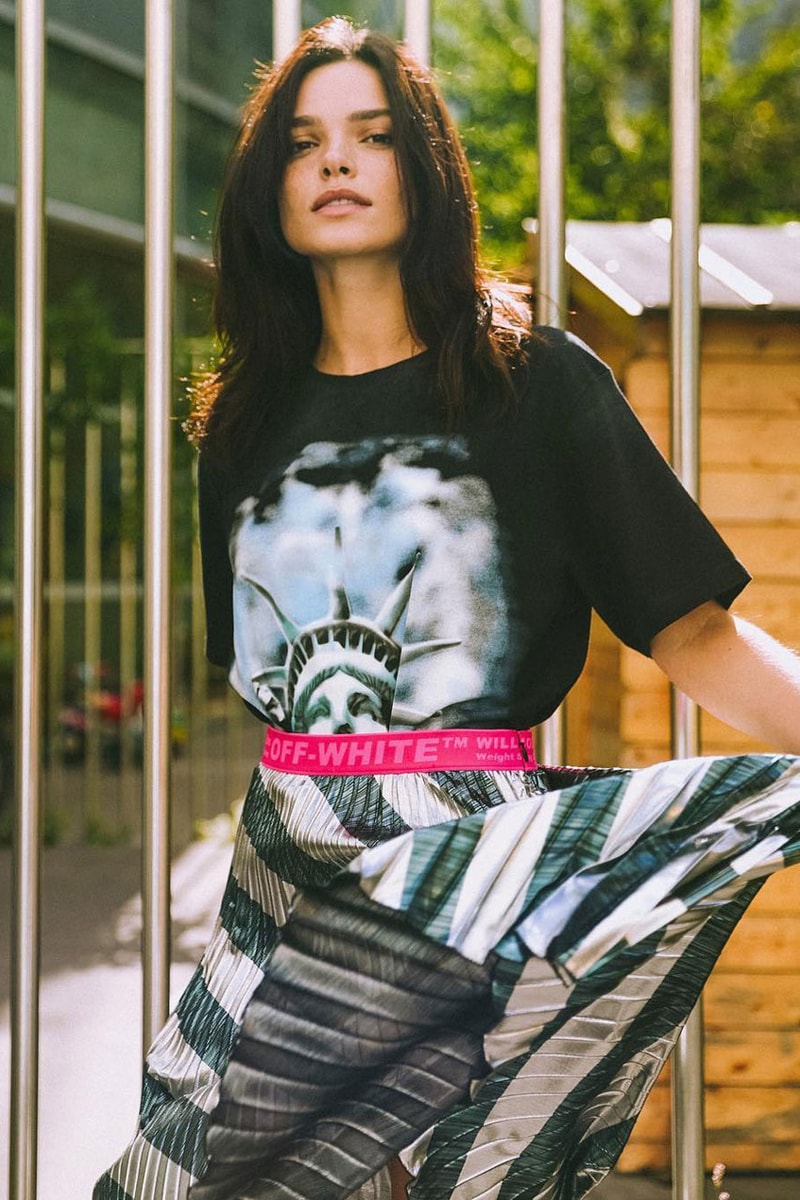 off white 10 corso como new york exclusive capsule collection collaboration statue liberty industrial belt virgil abloh nyc sweater tee shirt hoodie bag