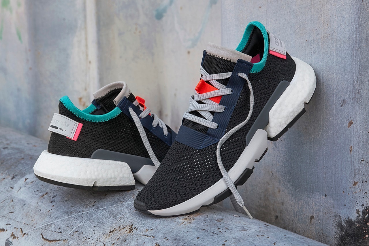 adidas Originals P.O.D-S3.1 Triple White Black Colorful Accents Pink Teal Blue Red Detailing Release Information trainers sneakers footwear