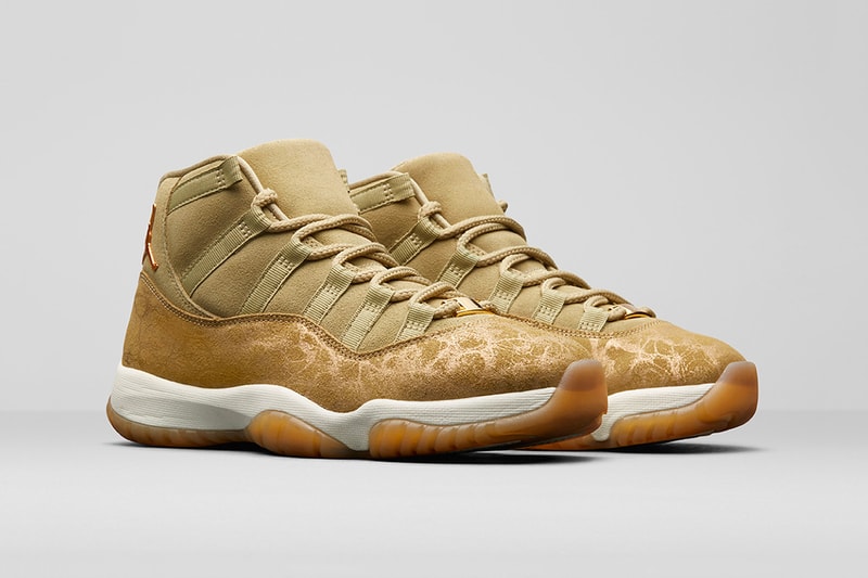Air Jordan 11 "Olive Luxe" Release Date jordan brand sneaker colorway price purchase online beige shimmer suede nike