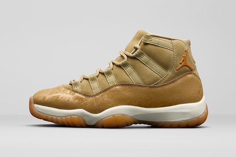 Air Jordan 11 "Olive Luxe" Release Date jordan brand sneaker colorway price purchase online beige shimmer suede nike