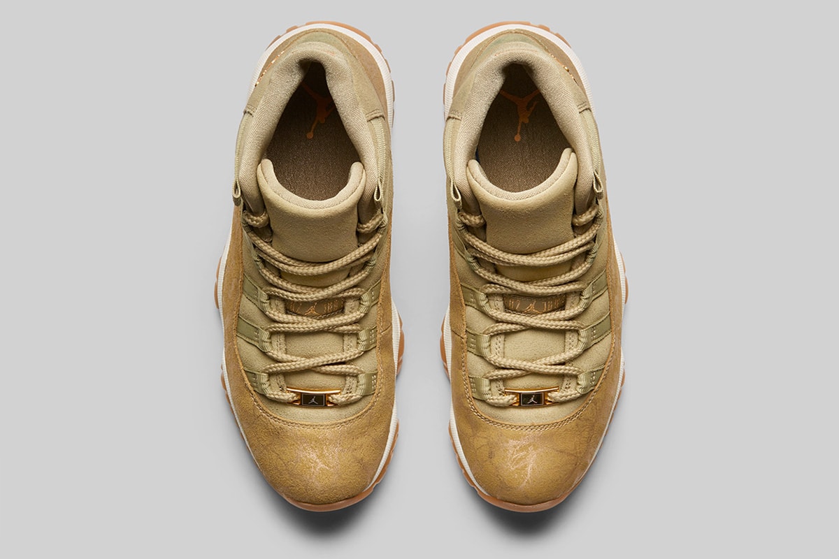 Air Jordan 11 "Olive Luxe" Release Date jordan brand sneaker colorway price purchase online beige shimmer suede nike