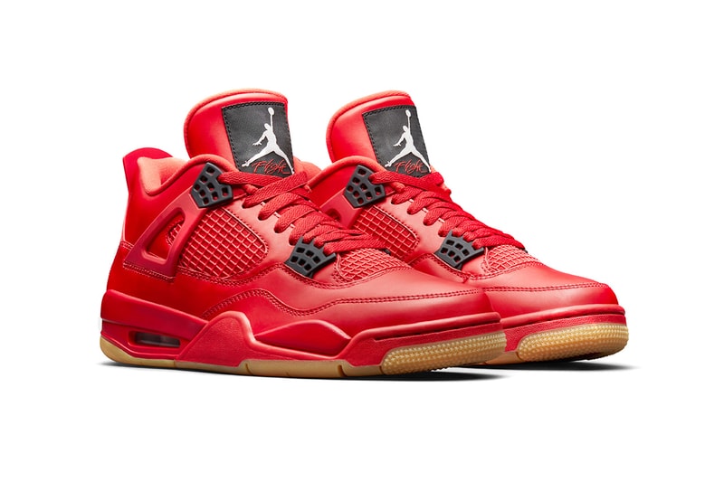air jordan 4 nrg fire red brand 2018 holiday collection AV3914-600 gum outsole black white leather white flower