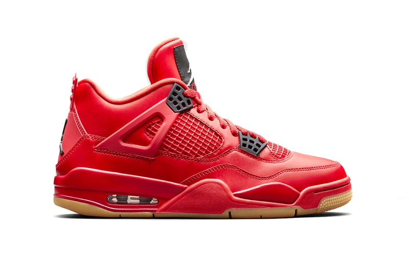 air jordan 4 nrg fire red brand 2018 holiday collection AV3914-600 gum outsole black white leather white flower