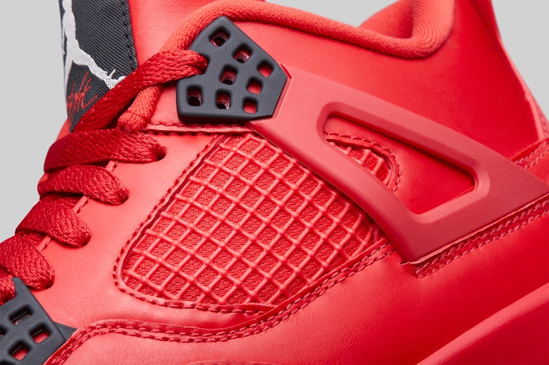 air jordan 4 nrg fire red brand 2018 holiday collection AV3914-600 gum outsole black white leather white flower