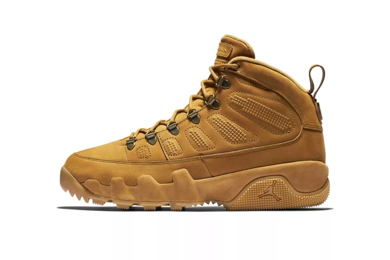 Air Jordan 9 Boot NRG Wheat Release Info Date Brand Brown timbs winter outdoors rugged tread hiking trail leather 