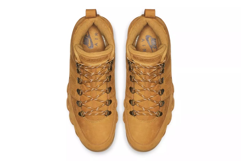 Air Jordan 9 Boot NRG Wheat Release Info Date Brand Brown timbs winter outdoors rugged tread hiking trail leather 