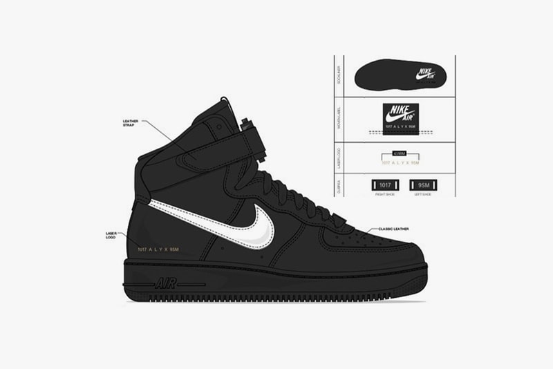 ALYX STUDIO x Nike Air Force 1 Collab Teaser Shoes Kicks Trainers Sneakers Footwear High Tops Hi's Mock Up