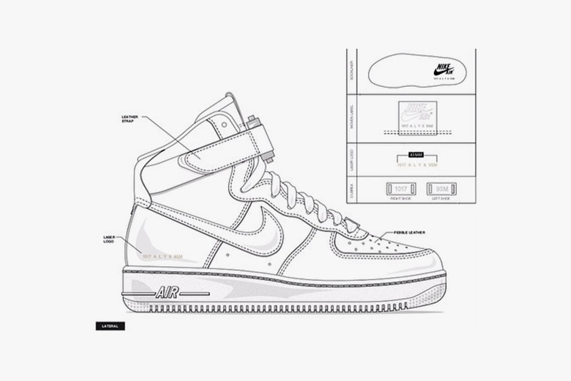 ALYX STUDIO x Nike Air Force 1 Collab Teaser Shoes Kicks Trainers Sneakers Footwear High Tops Hi's Mock Up