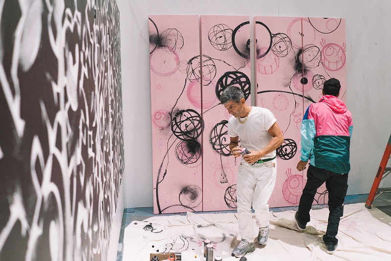 stash andre futura kevin lyons art work live event booth mural collaboration signing hypefest