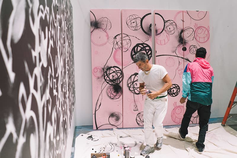 stash andre futura kevin lyons art work live event booth mural collaboration signing hypefest