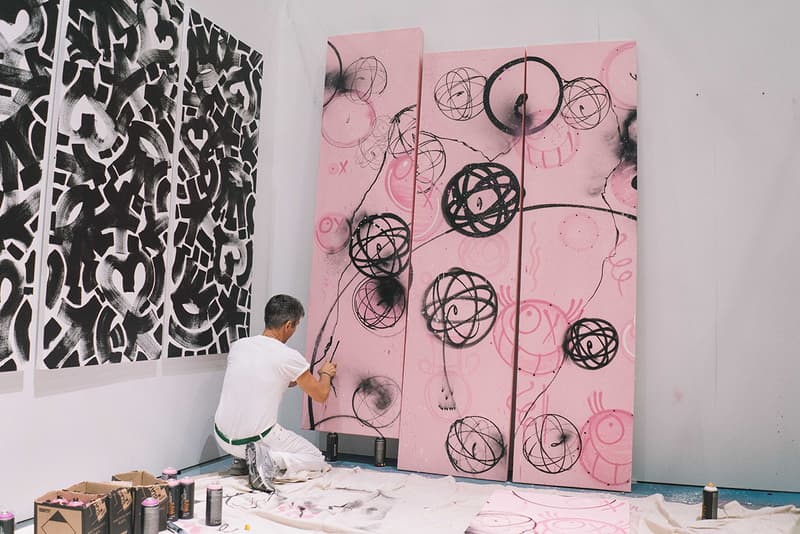 stash andre futura kevin lyons art work live event booth mural collaboration signing hypefest