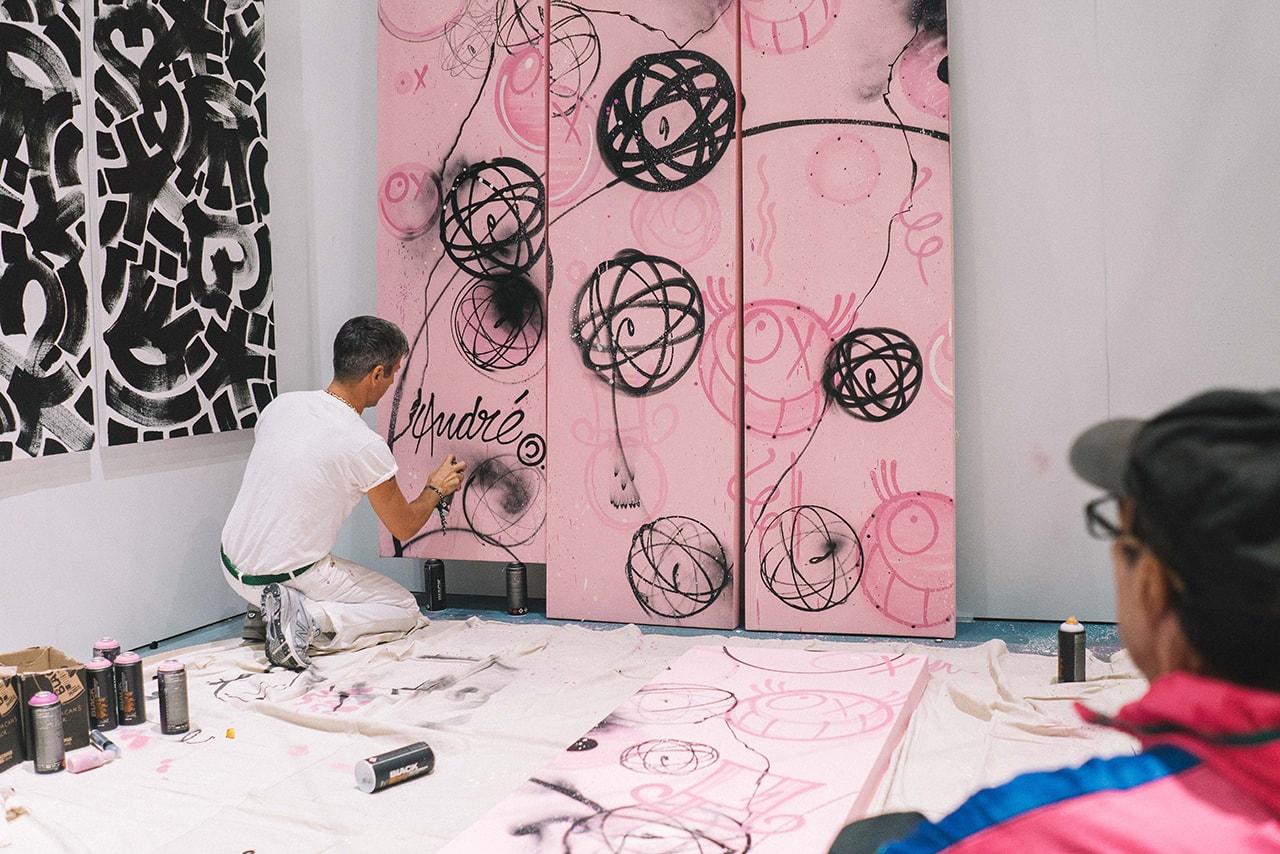 stash andre futura kevin lyons art work live event booth mural collaboration signing hypefest