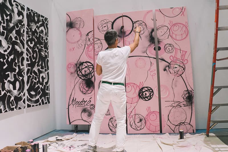 stash andre futura kevin lyons art work live event booth mural collaboration signing hypefest