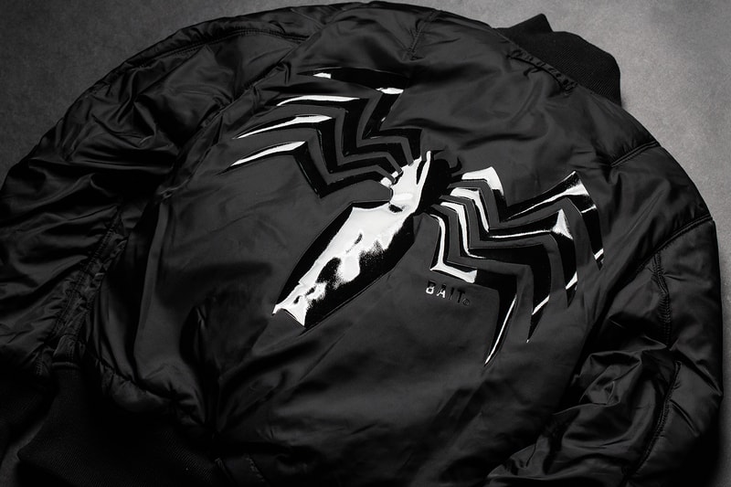 BAIT Marvel PUMA Cell Venom black white movie film release info alpha industries ma-1 bomber jacket