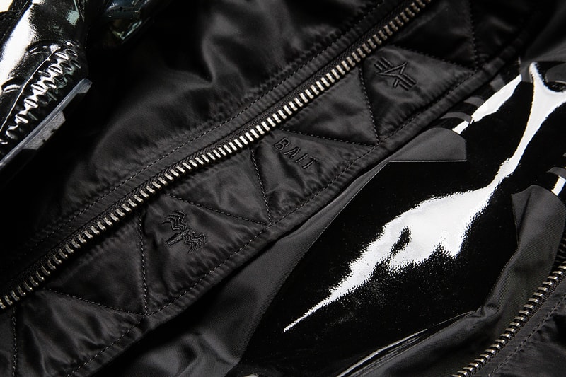 BAIT Marvel PUMA Cell Venom black white movie film release info alpha industries ma-1 bomber jacket