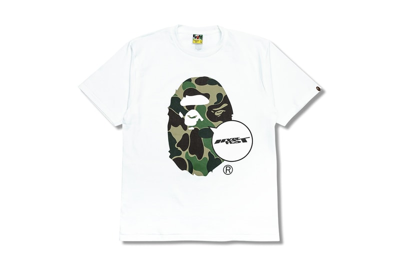 BAPE hypefest ape head camouflage branded t shirt white print logo exclusive october 6 7 2018 release date info