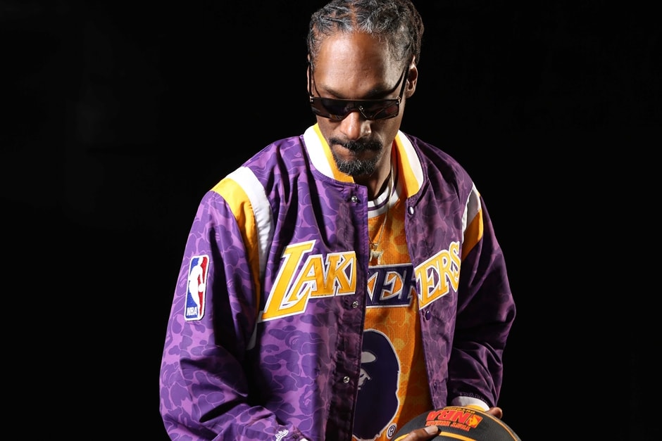 Bape x Mitchell & Ness Lakers Warm Up Jacket Purple
