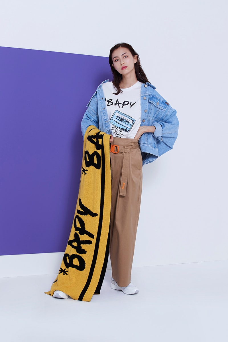 BAPY Fall/Winter 2018 Lookbook Featuring Lauren Tsai BAPE Women Sweaters Coats Skirts Pants 