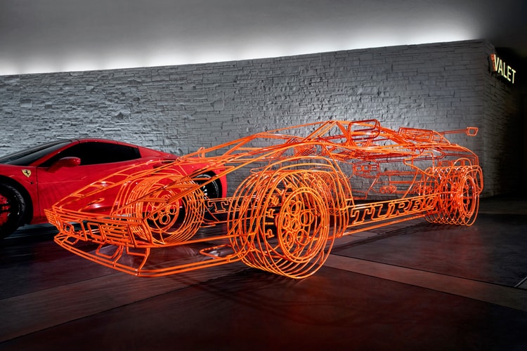 Benedict Radcliffe Installs New Wire-Frame Lamborghini Sculpture