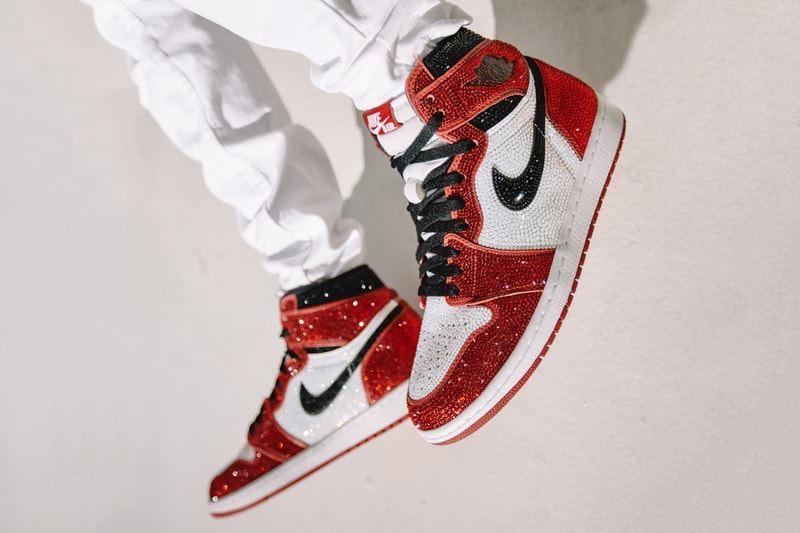 dan life crystal encrusted air jordan 1 chicago giveaway contest raffle footwear shoes sneakers swarovski