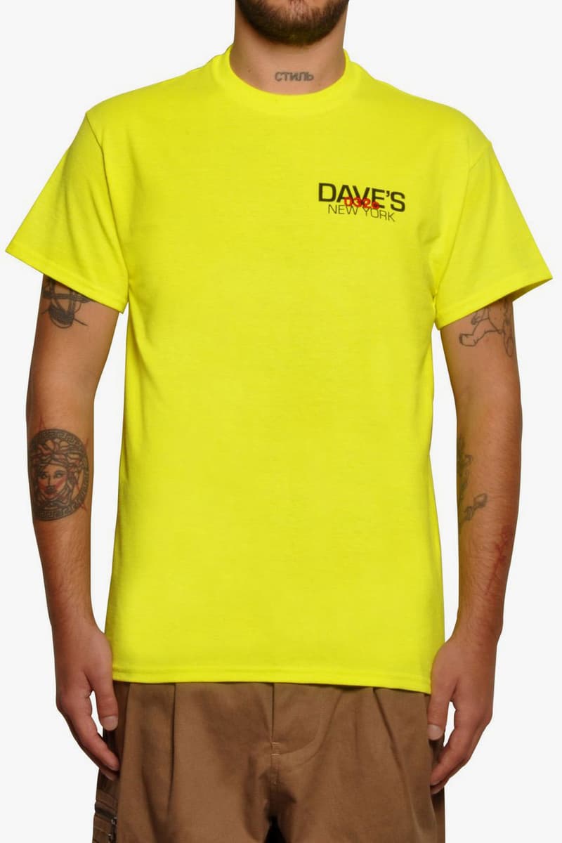 032C daves ny collaboration collection tee shirt yellow orange black gloves print logo embroidery drop release date info october 24 2018 exclusive new york