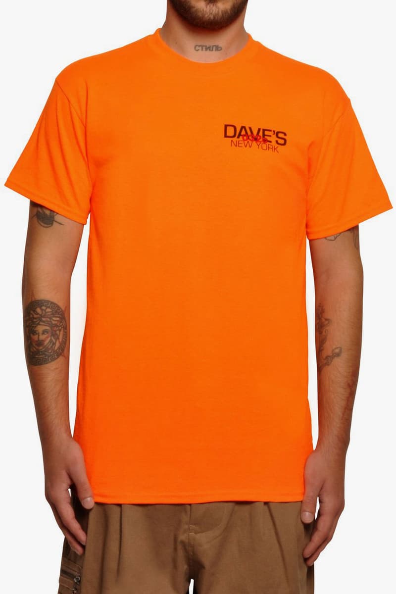 032C daves ny collaboration collection tee shirt yellow orange black gloves print logo embroidery drop release date info october 24 2018 exclusive new york